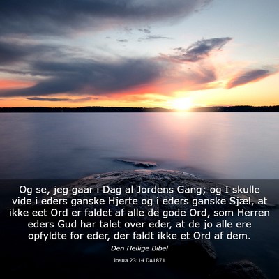 Picture 03 - Josua 23:14 DA1871 - Og se, jeg gaar i Dag al Jordens Gang; og I - Bible Verse Picture
