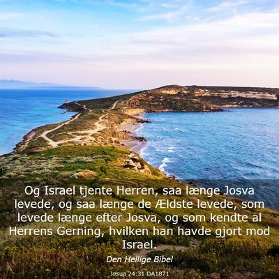 Picture 03 - Josua 24:31 DA1871 - Og Israel tjente Herren, saa længe Josva levede, - Bible Verse Picture