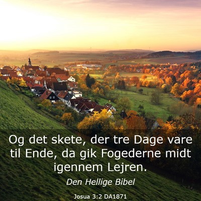 Picture 03 - Josua 3:2 DA1871 - Og det skete, der tre Dage vare til Ende, da gik - Bible Verse Picture
