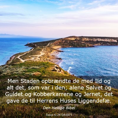 Picture 03 - Josua 6:24 DA1871 - Men Staden opbrændte de med Ild og alt det, som - Bible Verse Picture