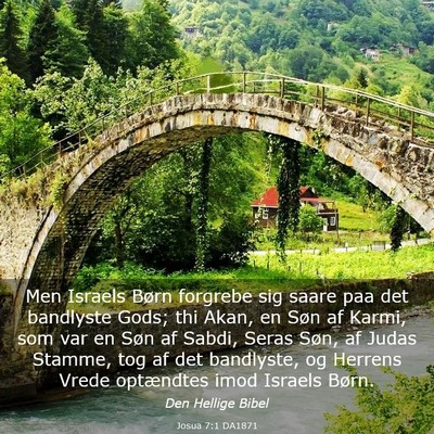 Picture 03 - Josua 7:1 DA1871 - Men Israels Børn forgrebe sig saare paa det - Bible Verse Picture