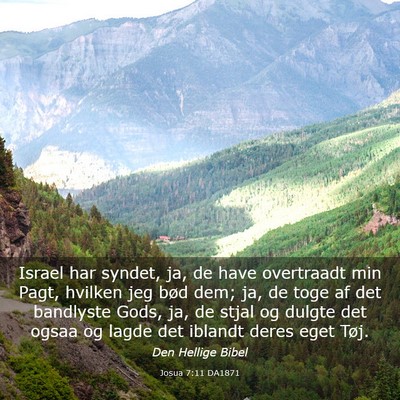 Picture 03 - Josua 7:11 DA1871 - Israel har syndet, ja, de have overtraadt min - Bible Verse Picture