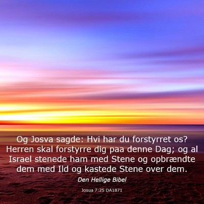 Picture 03 - Josua 7:25 DA1871 - Og Josva sagde: Hvi har du forstyrret os? Herren - Bible Verse Picture