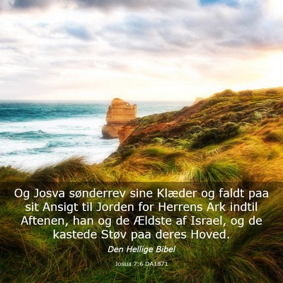 Picture 03 - Josua 7:6 DA1871 - Og Josva sønderrev sine Klæder og faldt paa sit - Bible Verse Picture
