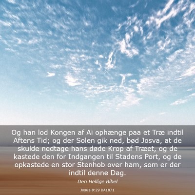 Picture 03 - Josua 8:29 DA1871 - Og han lod Kongen af Ai ophænge paa et Træ - Bible Verse Picture