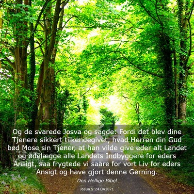 Picture 03 - Josua 9:24 DA1871 - Og de svarede Josva og sagde: Fordi det blev dine - Bible Verse Picture