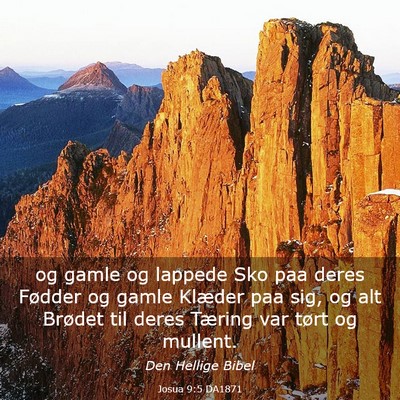 Picture 03 - Josua 9:5 DA1871 - og gamle og lappede Sko paa deres Fødder og - Bible Verse Picture