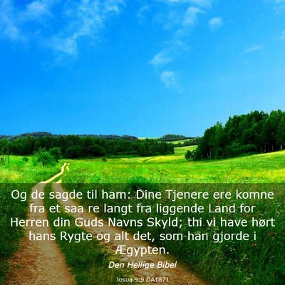 Picture 03 - Josua 9:9 DA1871 - Og de sagde til ham: Dine Tjenere ere komne fra - Bible Verse Picture