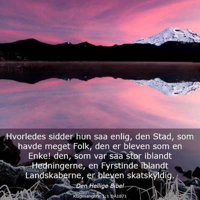 Picture 03 - Klagesangene 1:1 DA1871 - Hvorledes sidder hun saa enlig, den Stad, som - Bible Verse Picture