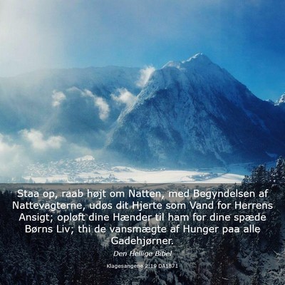Picture 03 - Klagesangene 2:19 DA1871 - Staa op, raab højt om Natten, med Begyndelsen af - Bible Verse Picture