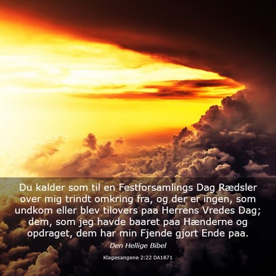 Picture 03 - Klagesangene 2:22 DA1871 - Du kalder som til en Festforsamlings Dag Rædsler - Bible Verse Picture