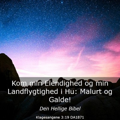 Picture 03 - Klagesangene 3:19 DA1871 - Kom min Elendighed og min Landflygtighed i Hu: - Bible Verse Picture