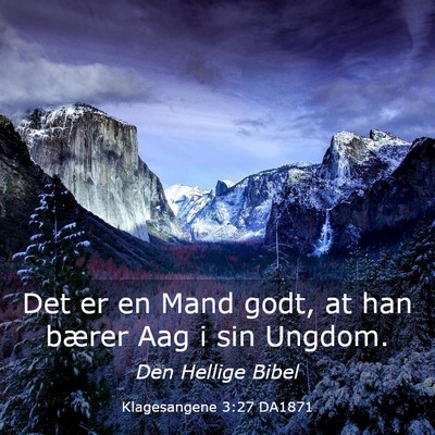 Picture 03 - Klagesangene 3:27 DA1871 - Det er en Mand godt, at han bærer Aag i sin - Bible Verse Picture