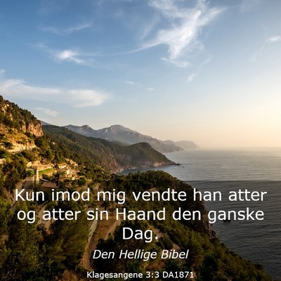 Picture 03 - Klagesangene 3:3 DA1871 - Kun imod mig vendte han atter og atter sin Haand - Bible Verse Picture