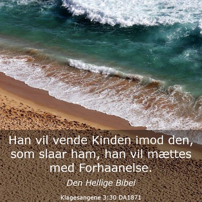 Picture 03 - Klagesangene 3:30 DA1871 - Han vil vende Kinden imod den, som slaar ham, han - Bible Verse Picture