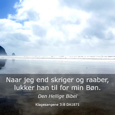 Picture 03 - Klagesangene 3:8 DA1871 - Naar jeg end skriger og raaber, lukker han til - Bible Verse Picture