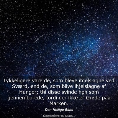 Picture 03 - Klagesangene 4:9 DA1871 - Lykkeligere vare de, som bleve ihjelslagne ved - Bible Verse Picture