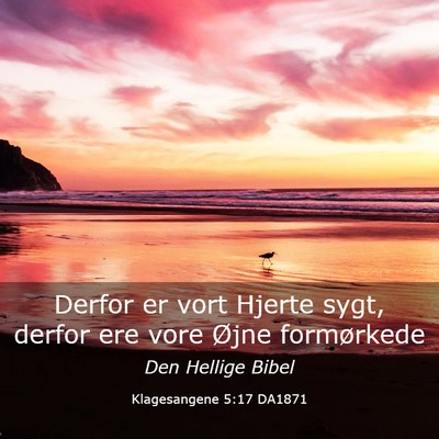 Picture 03 - Klagesangene 5:17 DA1871 - Derfor er vort Hjerte sygt, derfor ere vore Øjne - Bible Verse Picture