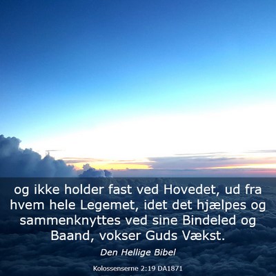 Picture 03 - Kolossenserne 2:19 DA1871 - og ikke holder fast ved Hovedet, ud fra hvem hele - Bible Verse Picture
