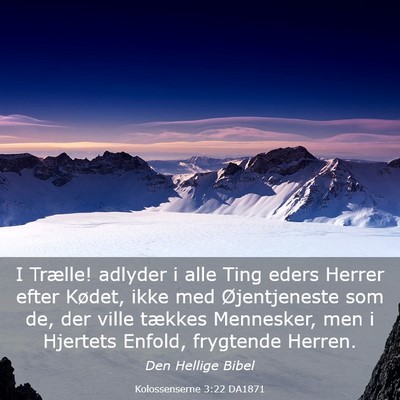 Picture 03 - Kolossenserne 3:22 DA1871 - I Trælle! adlyder i alle Ting eders Herrer efter - Bible Verse Picture