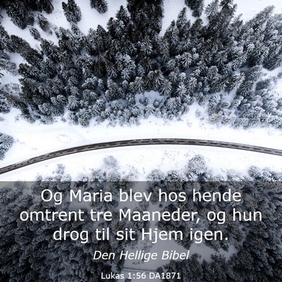 Picture 03 - Lukas 1:56 DA1871 - Og Maria blev hos hende omtrent tre Maaneder, og - Bible Verse Picture
