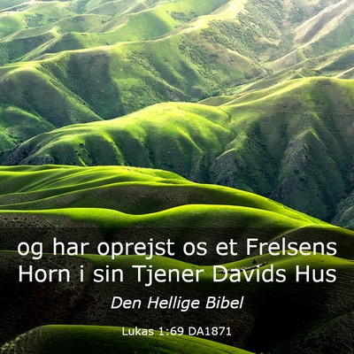Picture 03 - Lukas 1:69 DA1871 - og har oprejst os et Frelsens Horn i sin Tjener - Bible Verse Picture