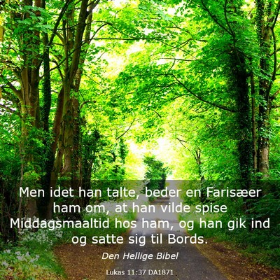 Picture 03 - Lukas 11:37 DA1871 - Men idet han talte, beder en Farisæer ham om, at - Bible Verse Picture