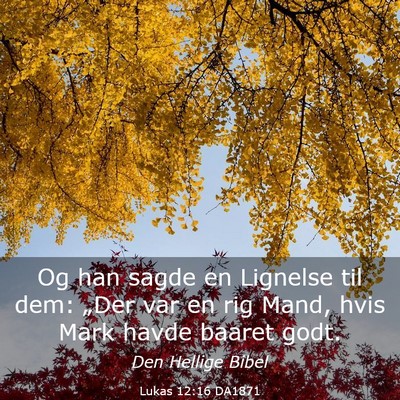 Picture 03 - Lukas 12:16 DA1871 - Og han sagde en Lignelse til dem: „Der var en - Bible Verse Picture