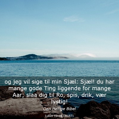 Picture 03 - Lukas 12:19 DA1871 - og jeg vil sige til min Sjæl: Sjæl! du har - Bible Verse Picture