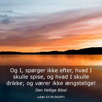 Picture 03 - Lukas 12:29 DA1871 - Og I, spørger ikke efter, hvad I skulle spise, - Bible Verse Picture