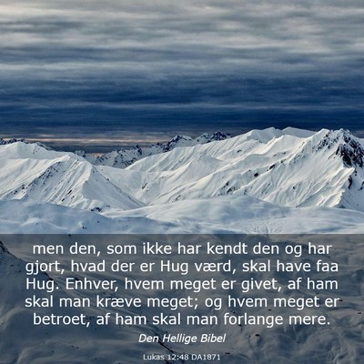 Picture 03 - Lukas 12:48 DA1871 - men den, som ikke har kendt den og har gjort, - Bible Verse Picture