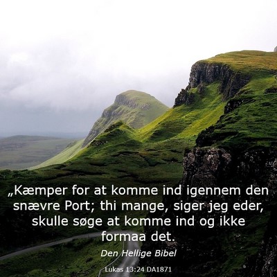 Picture 03 - Lukas 13:24 DA1871 - „Kæmper for at komme ind igennem den snævre - Bible Verse Picture