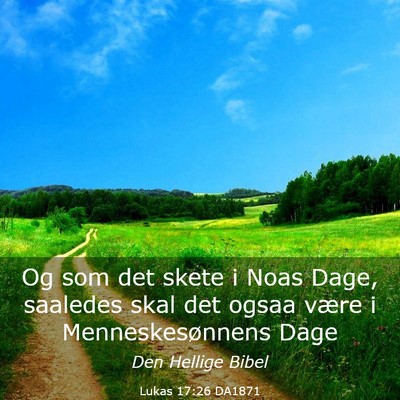 Picture 03 - Lukas 17:26 DA1871 - Og som det skete i Noas Dage, saaledes skal det - Bible Verse Picture