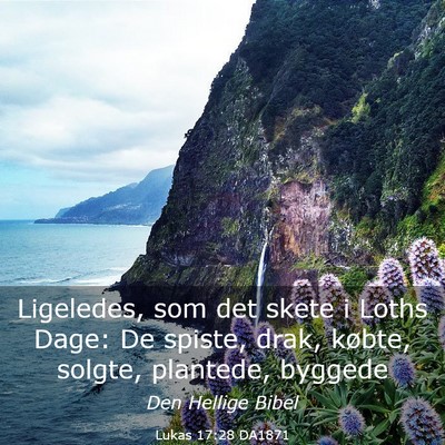Picture 03 - Lukas 17:28 DA1871 - Ligeledes, som det skete i Loths Dage: De spiste, - Bible Verse Picture