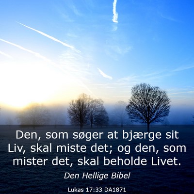 Picture 03 - Lukas 17:33 DA1871 - Den, som søger at bjærge sit Liv, skal miste - Bible Verse Picture