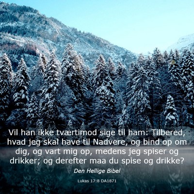 Picture 03 - Lukas 17:8 DA1871 - Vil han ikke tværtimod sige til ham: Tilbered, - Bible Verse Picture