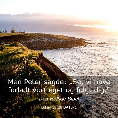Picture 03 - Lukas 18:28 DA1871 - Men Peter sagde: „Se, vi have forladt vort eget - Bible Verse Picture