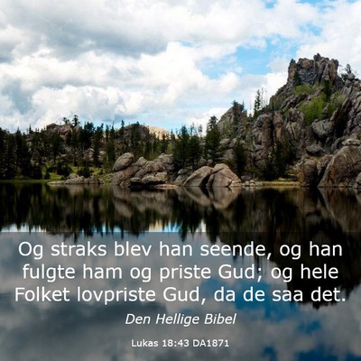 Picture 03 - Lukas 18:43 DA1871 - Og straks blev han seende, og han fulgte ham og - Bible Verse Picture