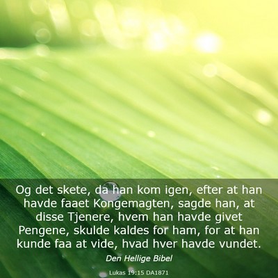Picture 03 - Lukas 19:15 DA1871 - Og det skete, da han kom igen, efter at han havde - Bible Verse Picture