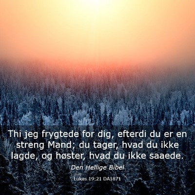 Picture 03 - Lukas 19:21 DA1871 - Thi jeg frygtede for dig, efterdi du er en streng - Bible Verse Picture