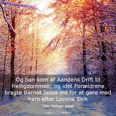 Picture 03 - Lukas 2:27 DA1871 - Og han kom af Aandens Drift til Helligdommen; og - Bible Verse Picture