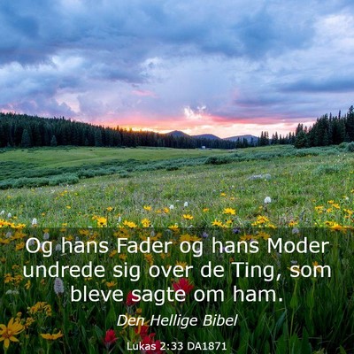 Picture 03 - Lukas 2:33 DA1871 - Og hans Fader og hans Moder undrede sig over de - Bible Verse Picture