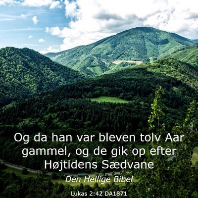 Picture 03 - Lukas 2:42 DA1871 - Og da han var bleven tolv Aar gammel, og de gik - Bible Verse Picture