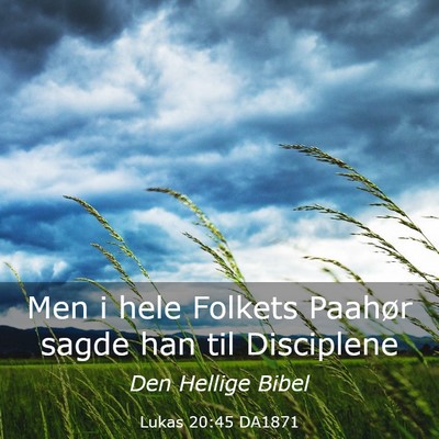 Picture 03 - Lukas 20:45 DA1871 - Men i hele Folkets Paahør sagde han til - Bible Verse Picture