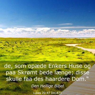 Picture 03 - Lukas 20:47 DA1871 - de, som opæde Enkers Huse og paa Skrømt bede - Bible Verse Picture