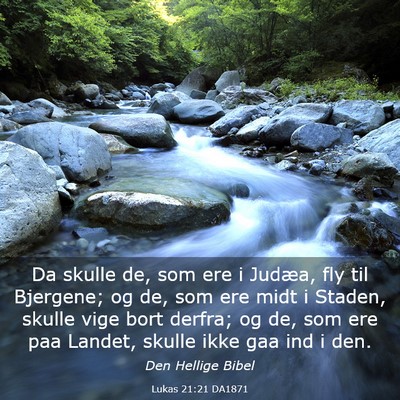 Picture 03 - Lukas 21:21 DA1871 - Da skulle de, som ere i Judæa, fly til Bjergene; - Bible Verse Picture