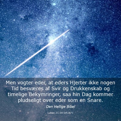 Picture 03 - Lukas 21:34 DA1871 - Men vogter eder, at eders Hjerter ikke nogen Tid - Bible Verse Picture
