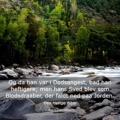 Picture 03 - Lukas 22:44 DA1871 - Og da han var i Dødsangest, bad han heftigere; - Bible Verse Picture