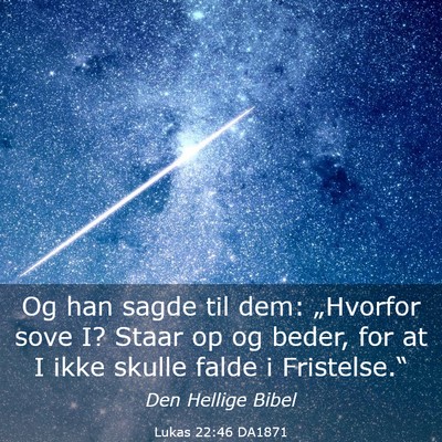 Picture 03 - Lukas 22:46 DA1871 - Og han sagde til dem: „Hvorfor sove I? Staar op - Bible Verse Picture