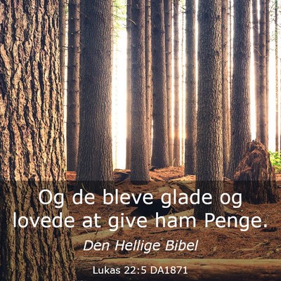 Picture 03 - Lukas 22:5 DA1871 - Og de bleve glade og lovede at give ham - Bible Verse Picture